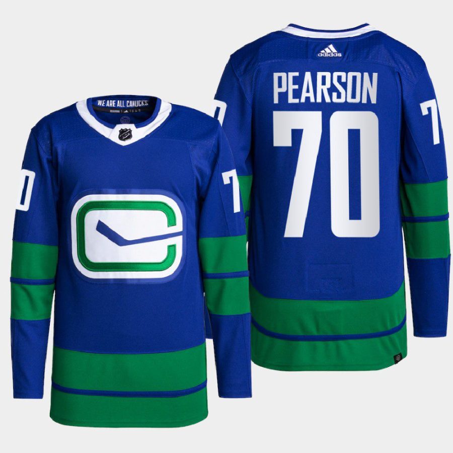 men canucks tanner pearson 2022 primegreen authentic pro alternate blue jersey