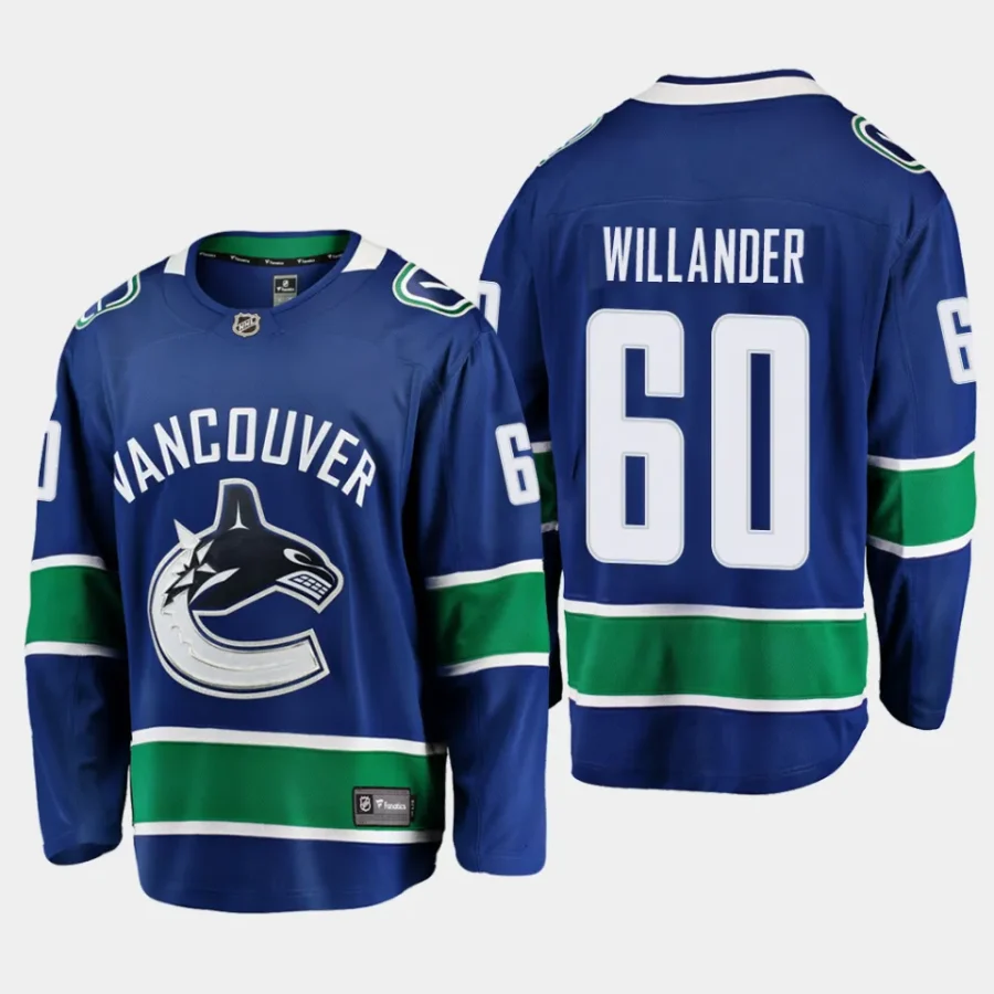 men canucks tom willander men 2023 nhl draft home breakaway player blue jersey