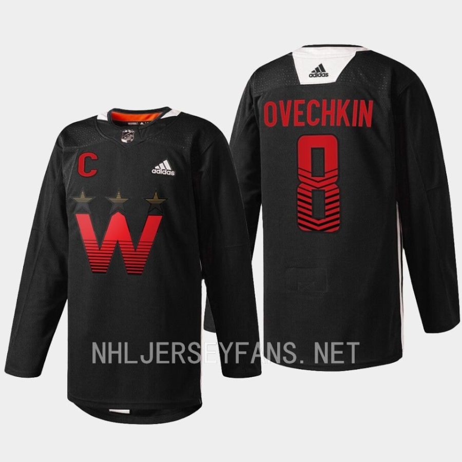 men capitals alexander ovechkin warmup 2023 celebrating black history black jersey