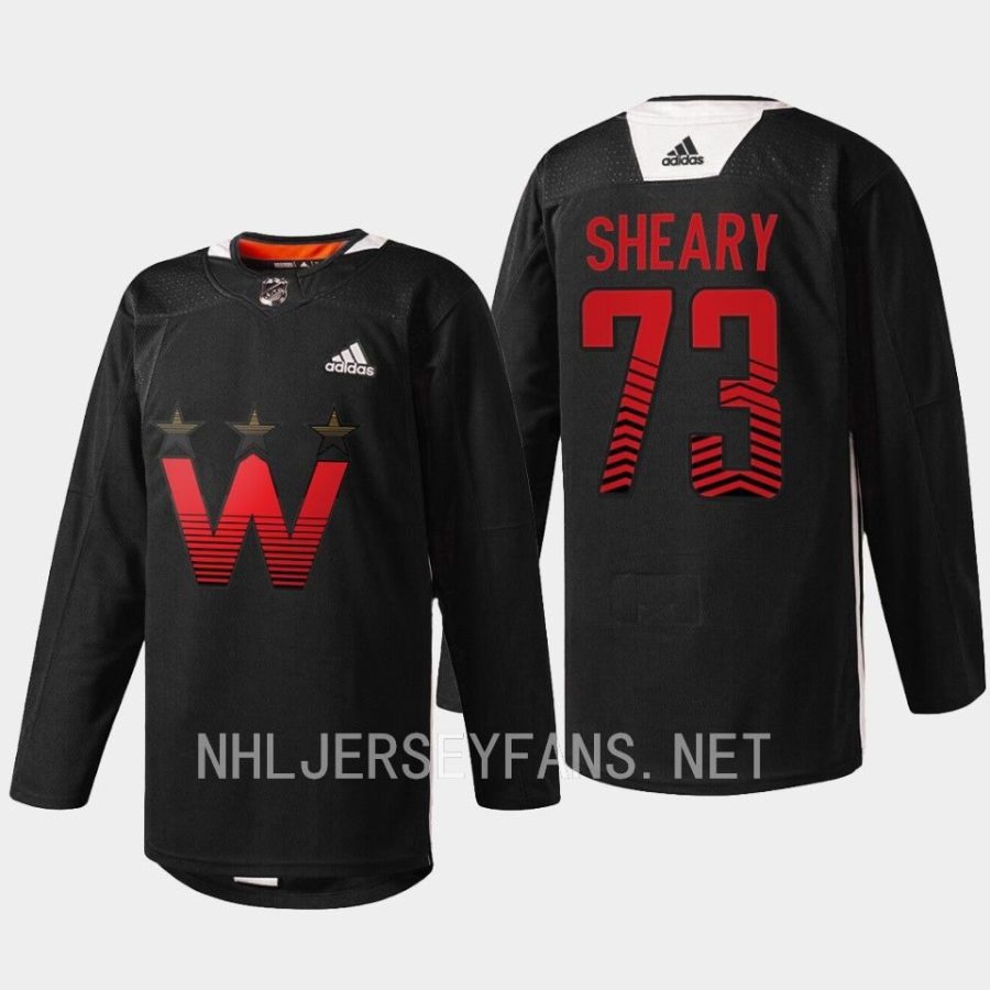 men capitals conor sheary warmup 2023 celebrating black history black jersey