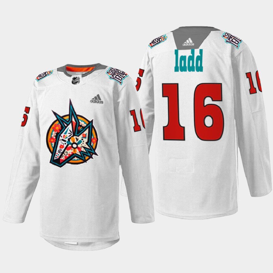 men coyotes andrew ladd warmup los yotes night 2022 white jersey