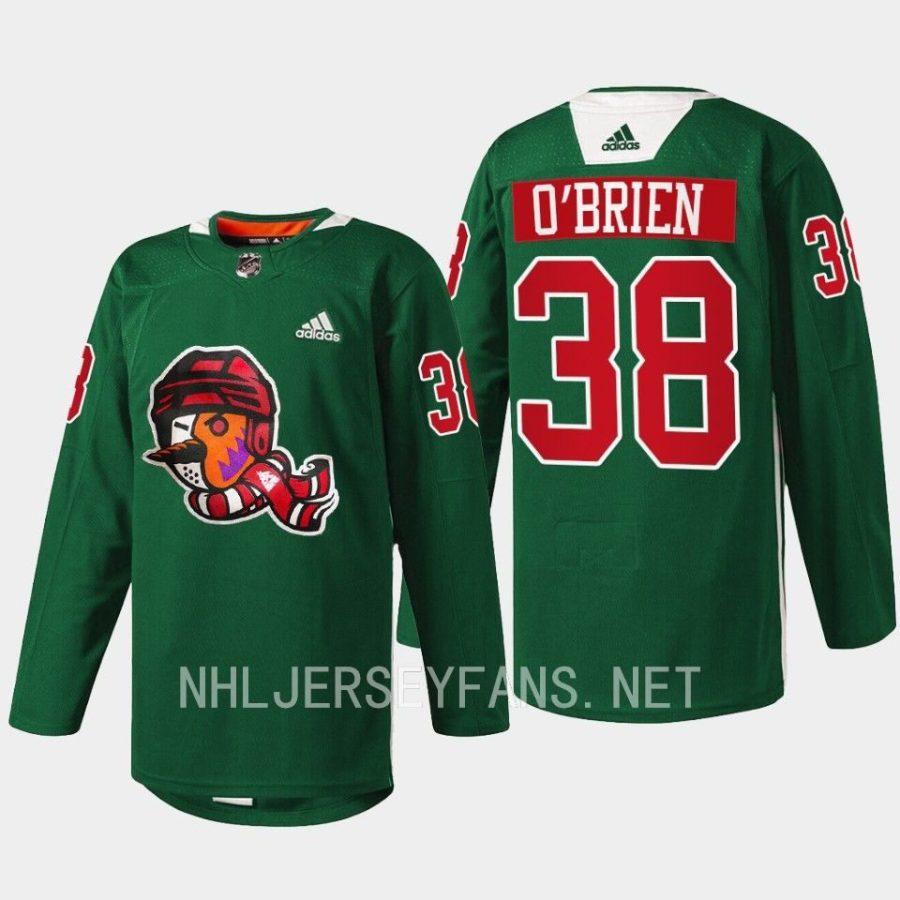 men coyotes liam obrien 2022 warmup howliday green jersey