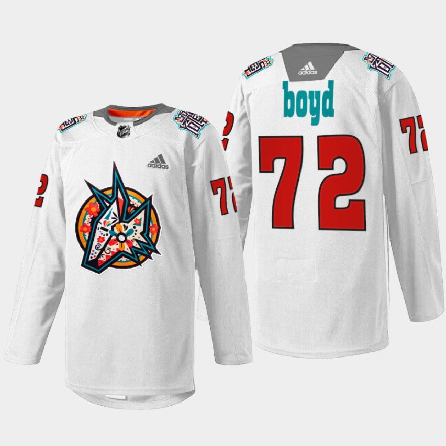 men coyotes travis boyd warmup los yotes night 2022 white jersey