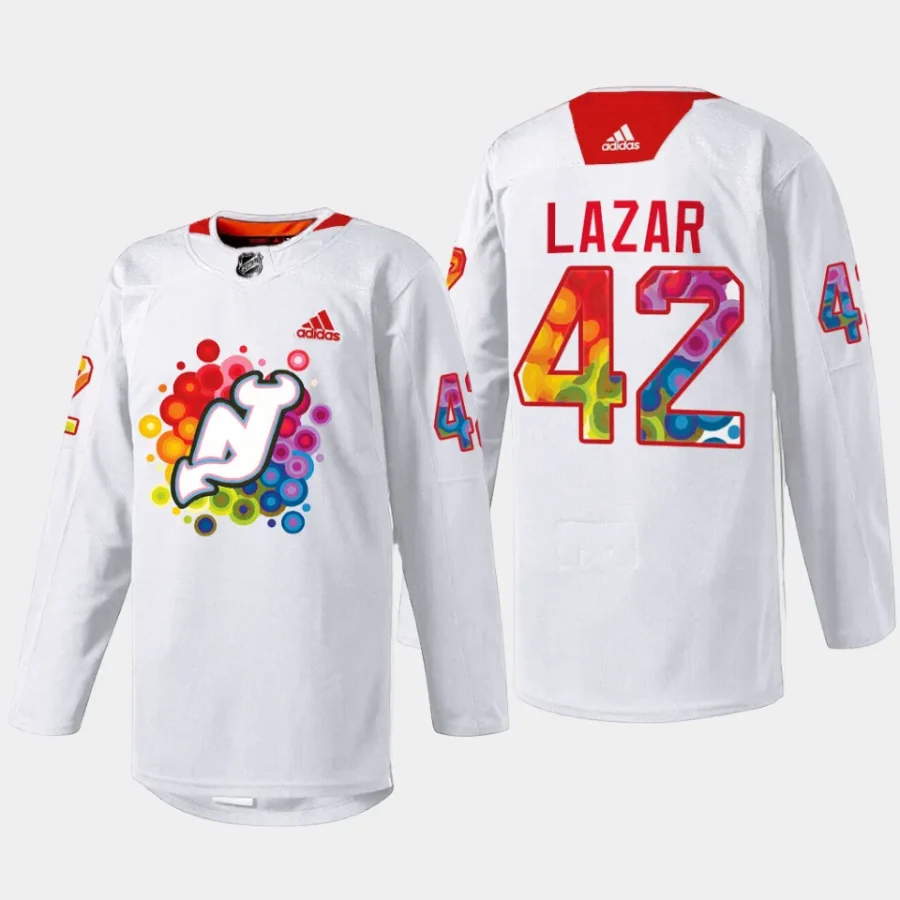 men devils curtis lazar special 2023 pride night white jersey