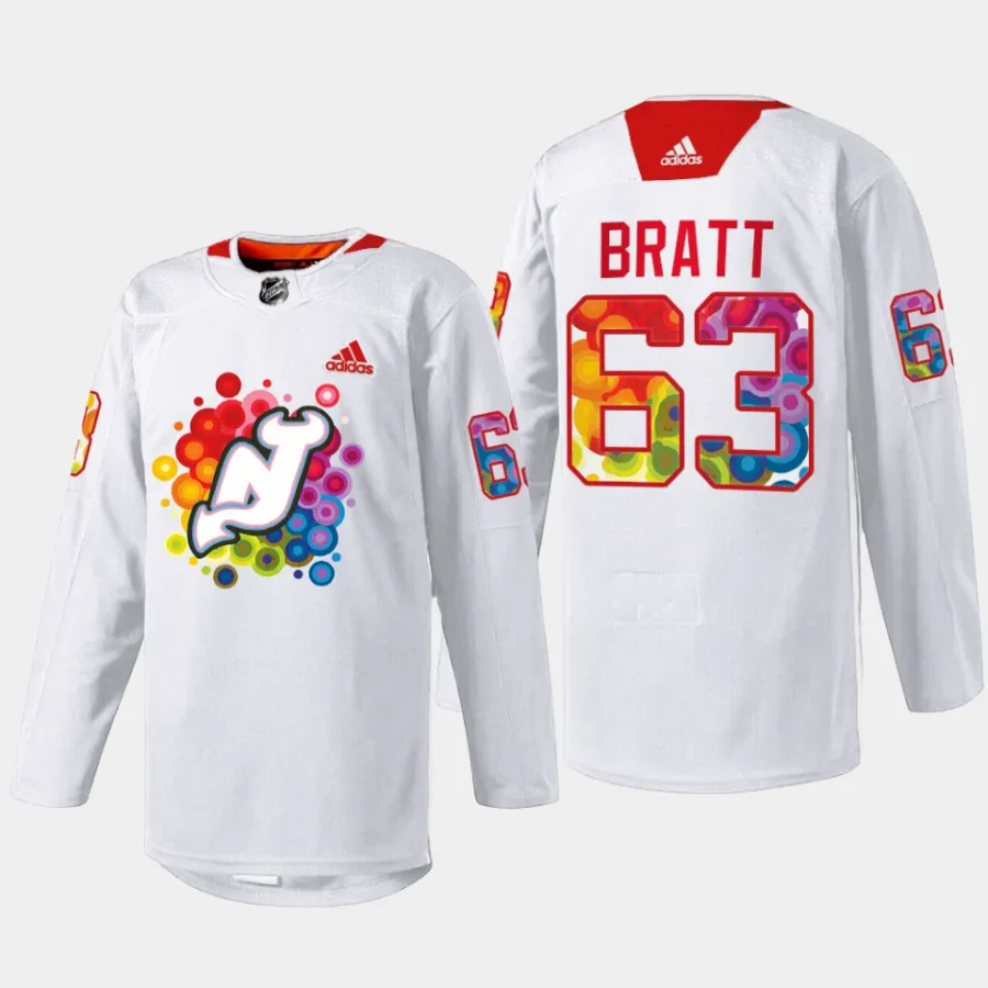 men devils jesper bratt special 2023 pride night white jersey