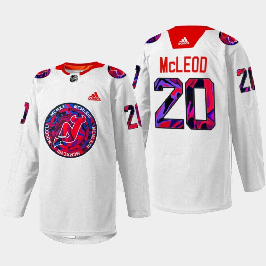 men devils michael mcleod 2022 warm up gender equality night white jersey