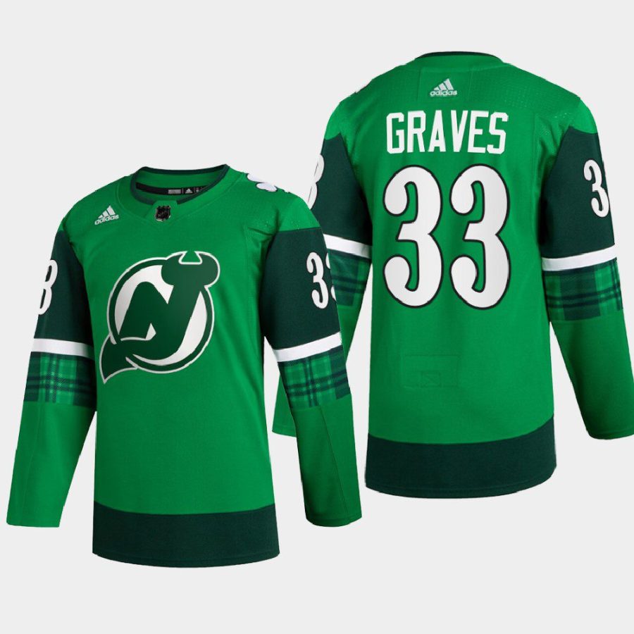 men devils ryan graves warm up st patricks day 2022 green jersey