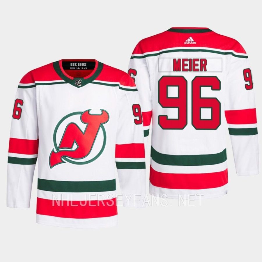 men devils timo meier 2023 primegreen authentic heritage classic white jersey