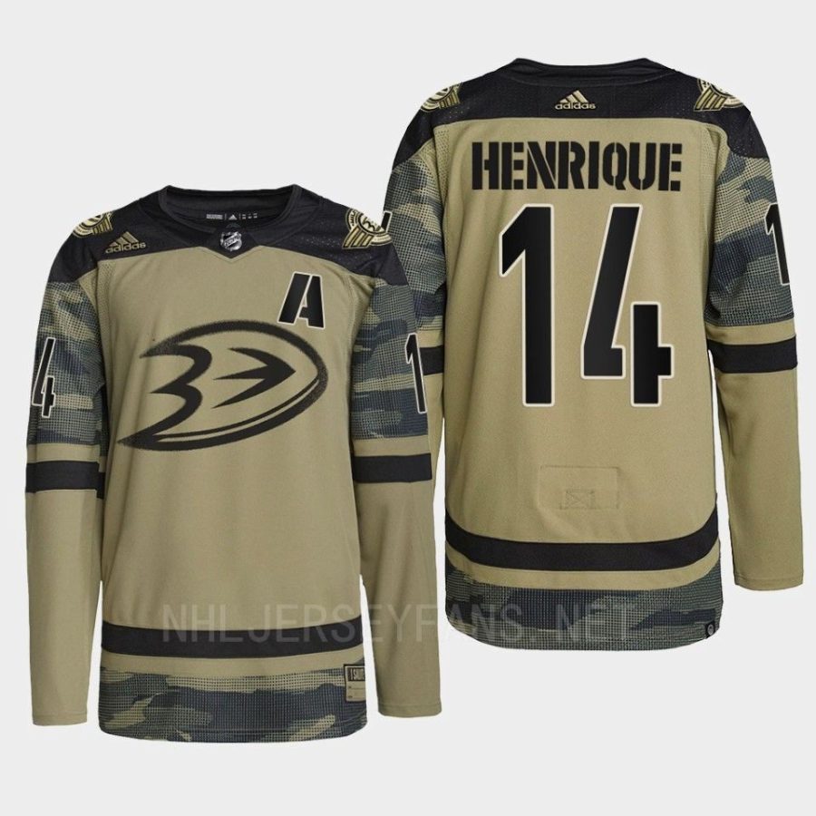 men ducks adam henrique 2022 warmup military appreciation night camo jersey