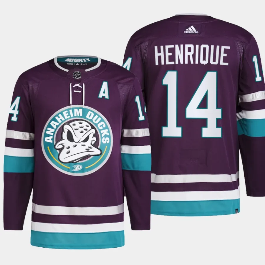 men ducks adam henrique 2023 24 primegreen 30th anniversary authentic pro purple jersey