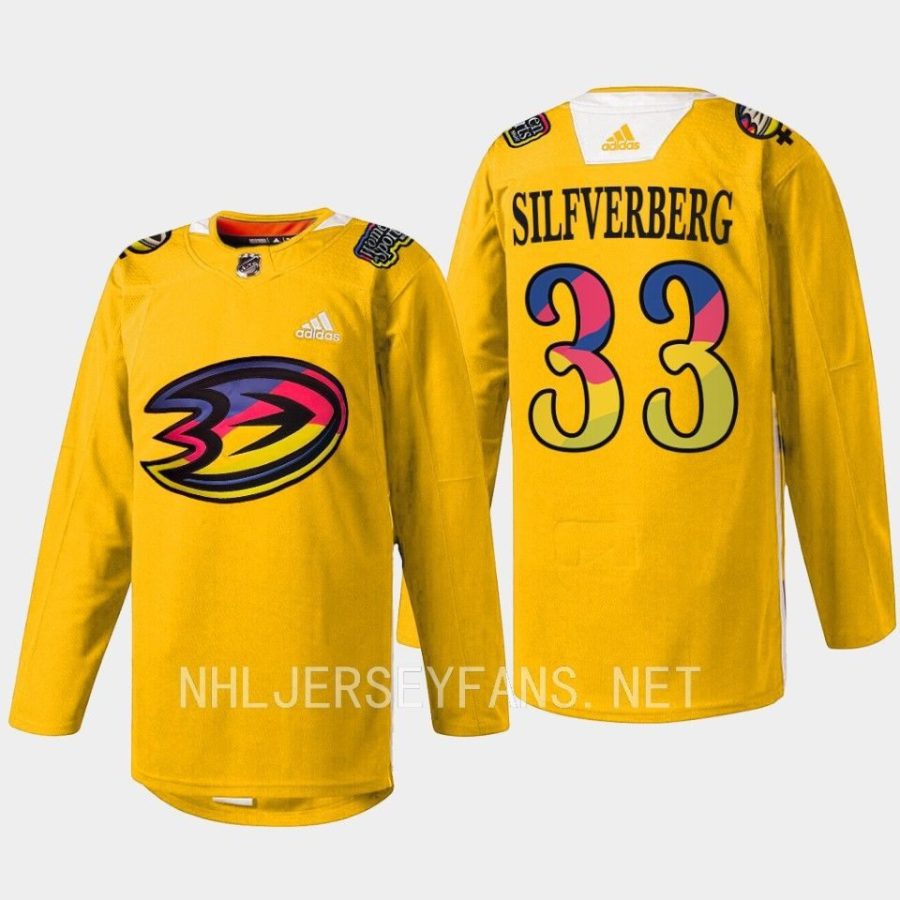 men ducks jakob silfverberg warmup women in sports night 2023 yellow jersey