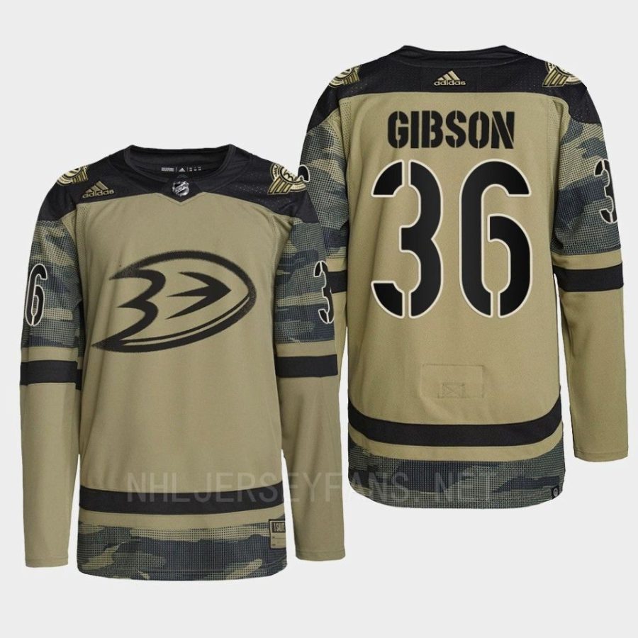 men ducks john gibson 2022 warmup military appreciation night camo jersey