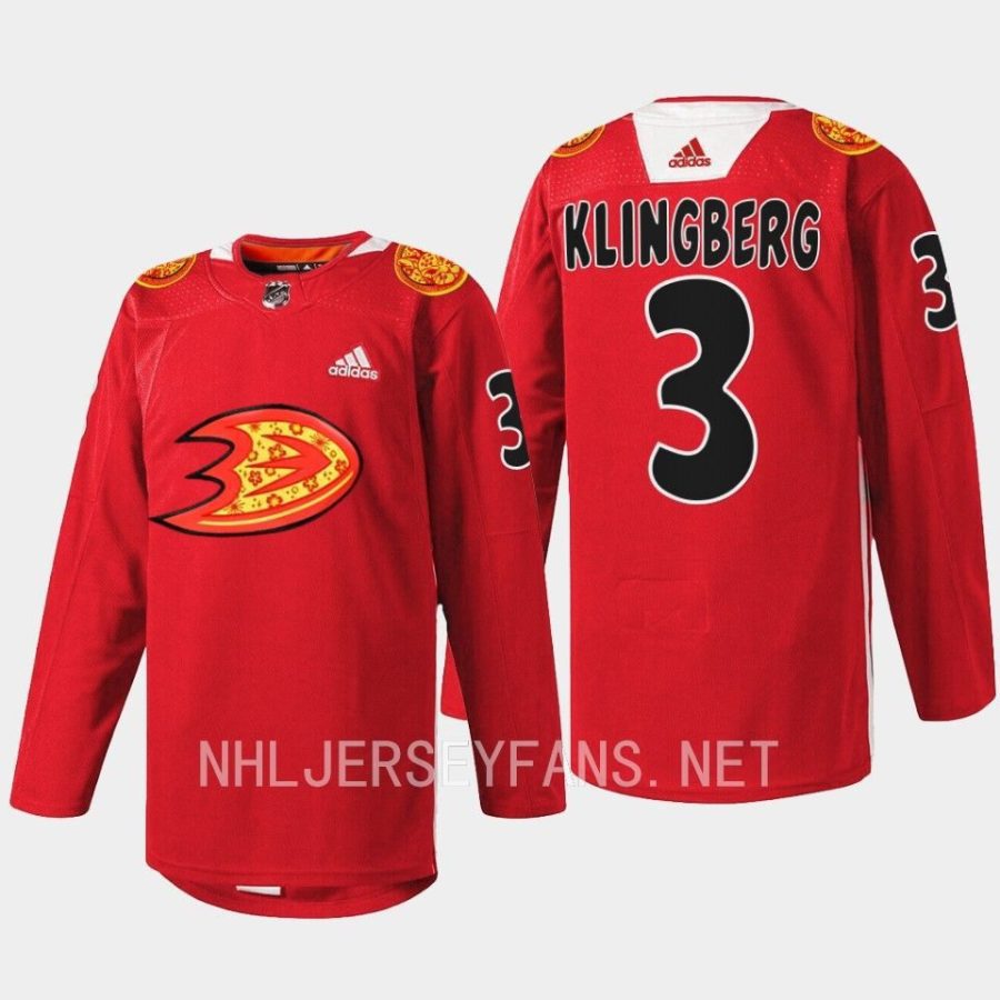 men ducks john klingberg rabbit warmup 2023 lunar new year red jersey