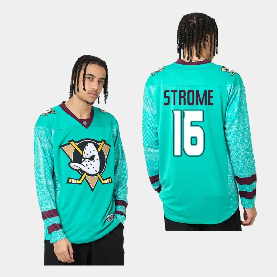 men ducks ryan strome nhl bandana paisley teal jersey