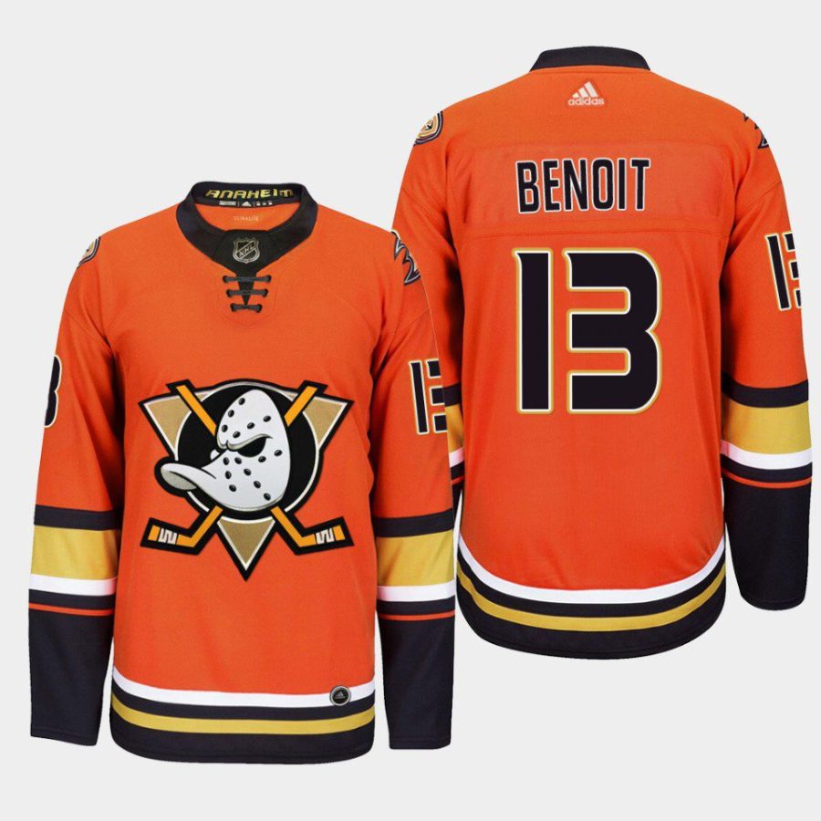 men ducks simon benoit alternate primegreen authentic orange jersey