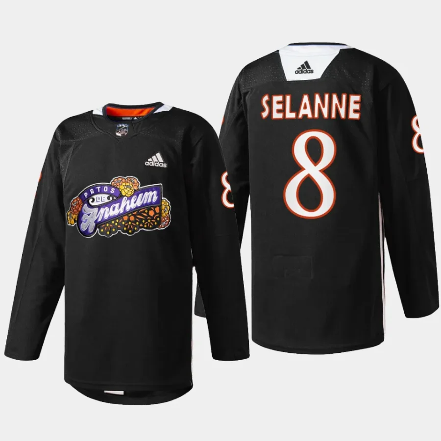 men ducks teemu selanne special 2023 dia de muertos black jersey