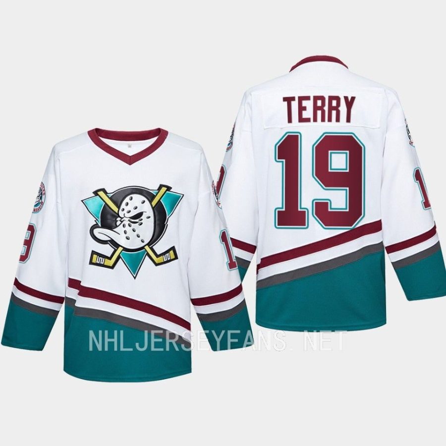 men ducks troy terry hockey mighty ducks white jersey