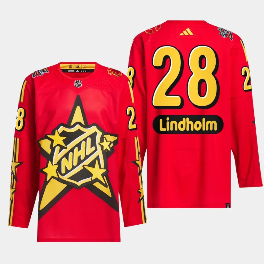 men flames elias lindholm drew house 2024 nhl all star game primegreen authentic red jersey