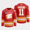 men flames mikael backlund 2022 23 warmup flames x rush x cgy wranglers red jersey