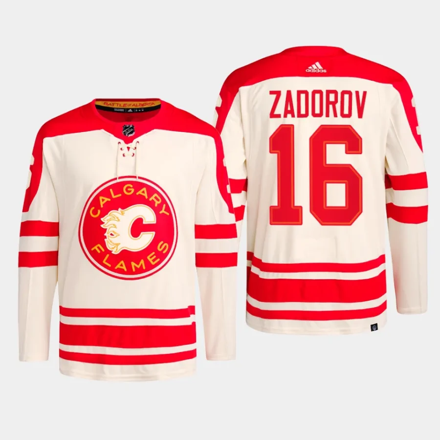 men flames nikita zadorov primegreen 2023 nhl heritage classic authentic player cream jersey