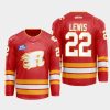 men flames trevor lewis 2022 23 warmup flames x rush x cgy wranglers red jersey