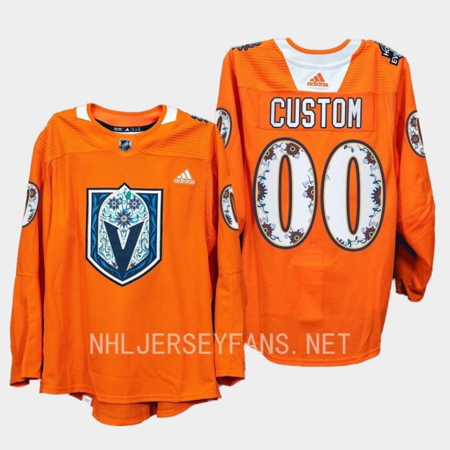 men golden knights custom 2022 warmups hispanic heritage night orange jersey