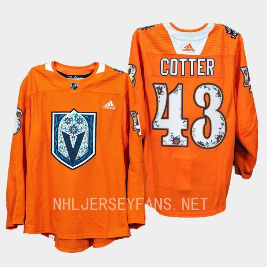 men golden knights paul cotter 2022 warmups hispanic heritage night orange jersey