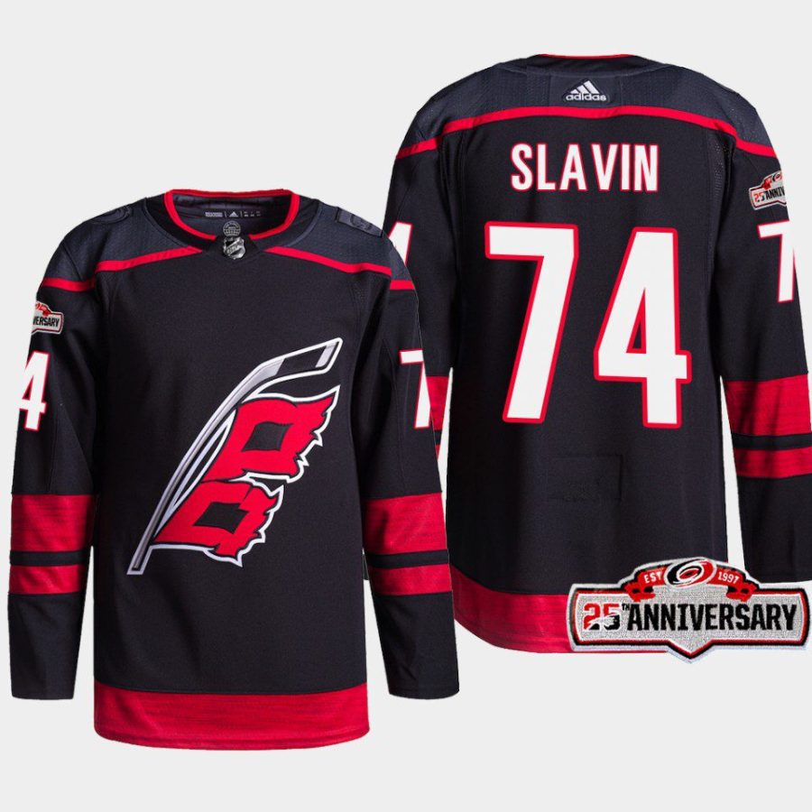 men hurricanes jaccob slavin 2022 23 25th anniversary authentic home black jersey