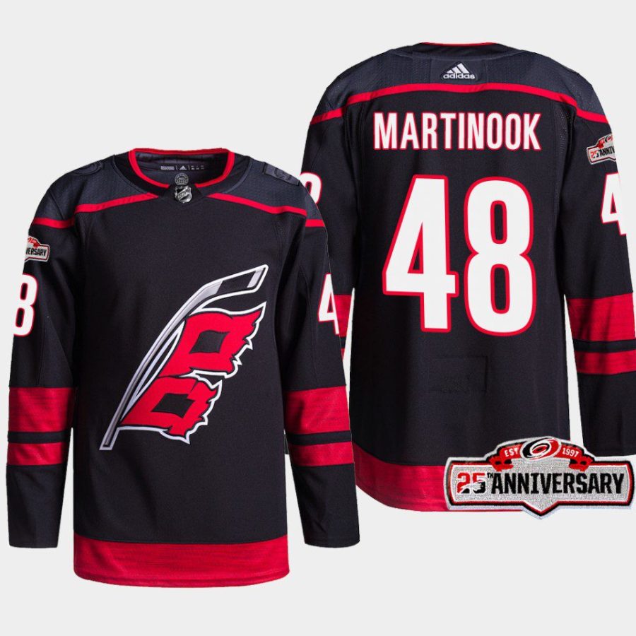 men hurricanes jordan martinook 2022 23 25th anniversary authentic home black jersey