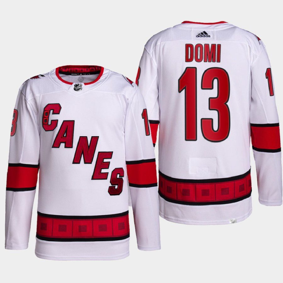 men hurricanes max domi 2022 primegreen authentic pro away white jersey