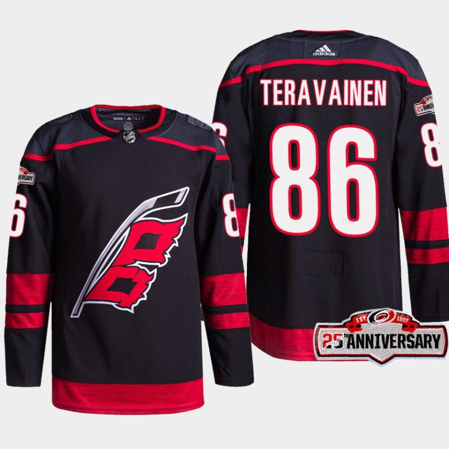 men hurricanes teuvo teravainen 2022 23 25th anniversary authentic home black jersey