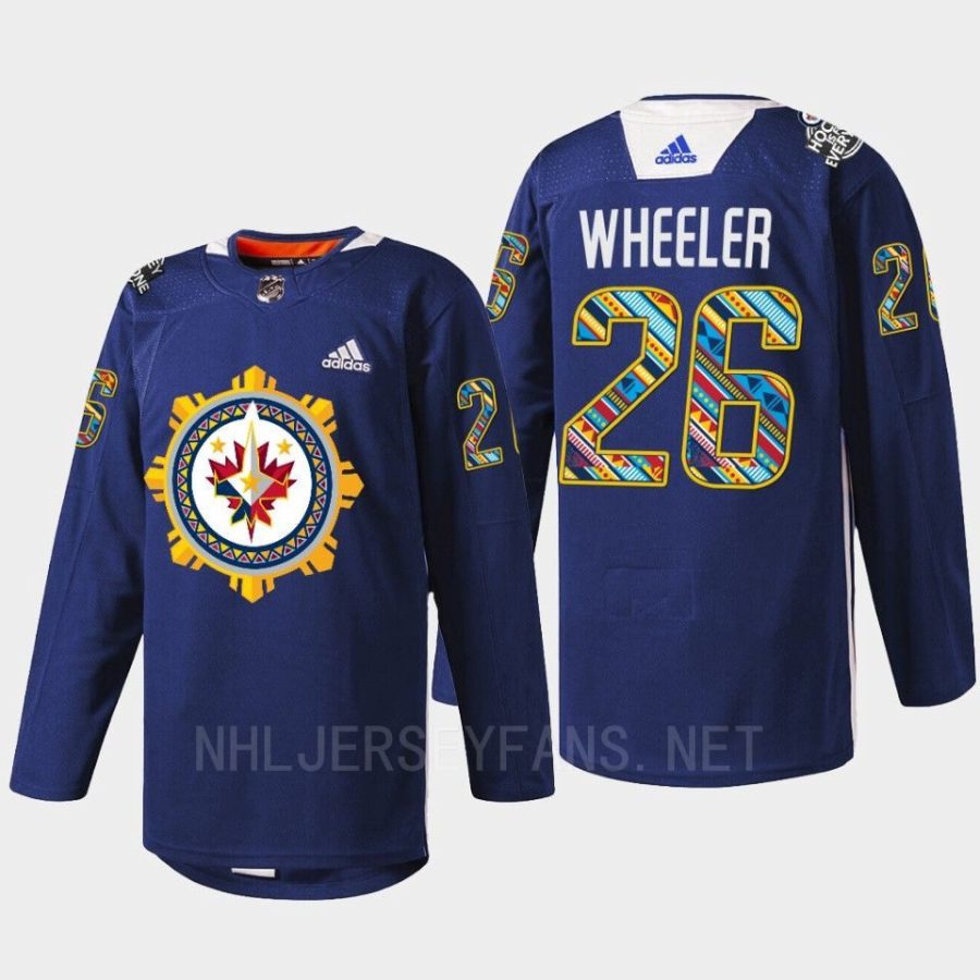 men jets blake wheeler warmup filipino heritage night 2022 navy jersey