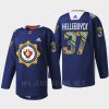 men jets connor hellebuyck warmup filipino heritage night 2022 navy jersey