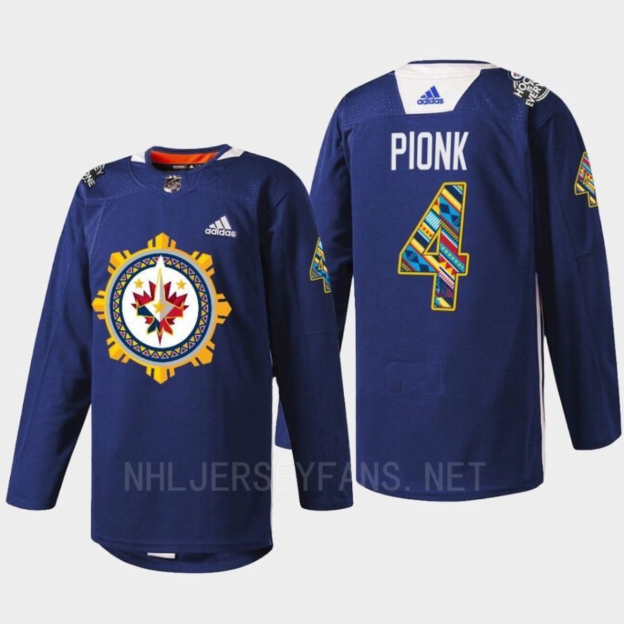 men jets neal pionk warmup filipino heritage night 2022 navy jersey