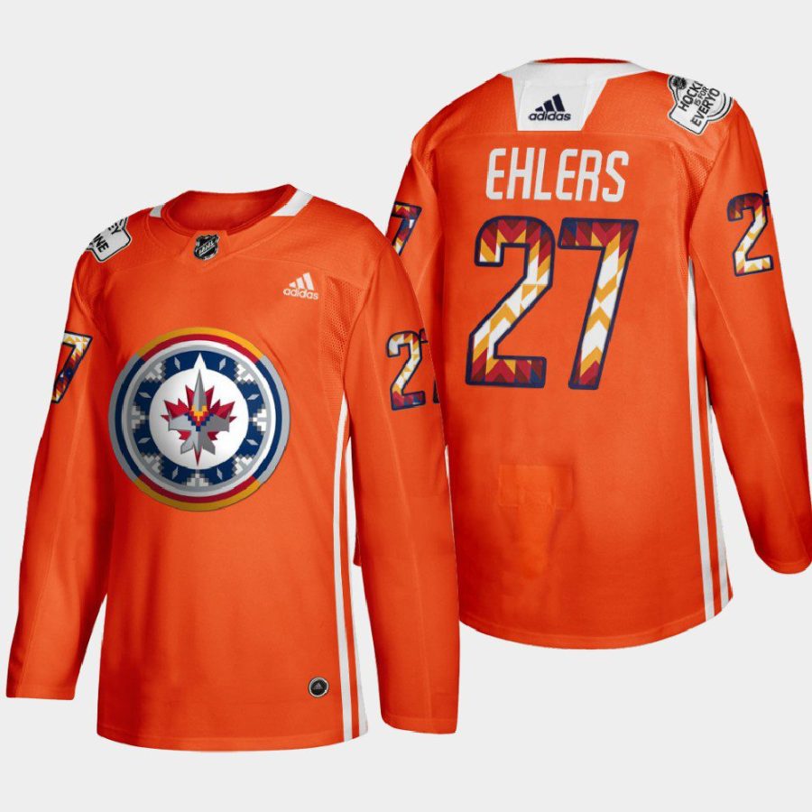 men jets nikolaj ehlers indigenous warmup 2022 wasac night orange jersey