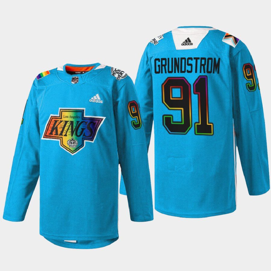 men kings carl grundstrom 2022 warm up pride night blue jersey