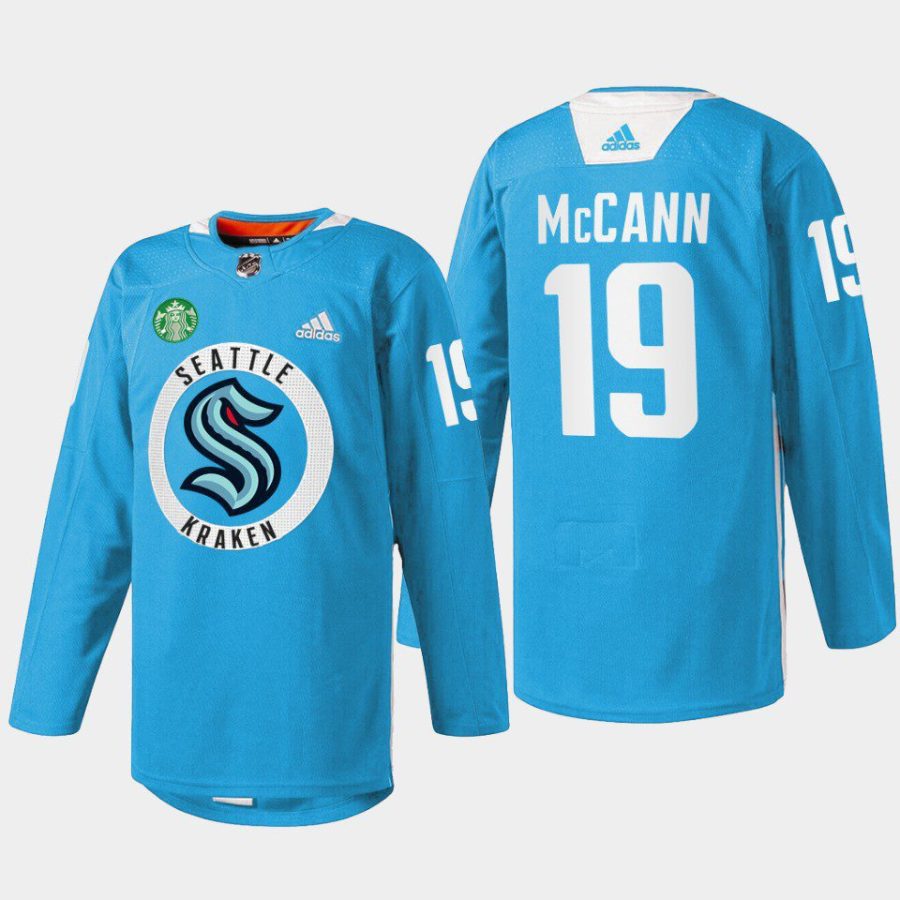 men kraken jared mccann warmup practice blue jersey