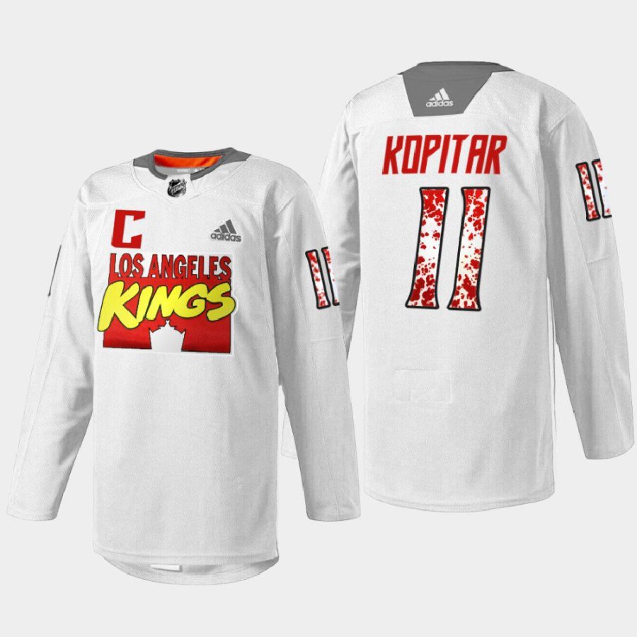 men la kings anze kopitar special warmup marvel super hero night 2022 white jersey