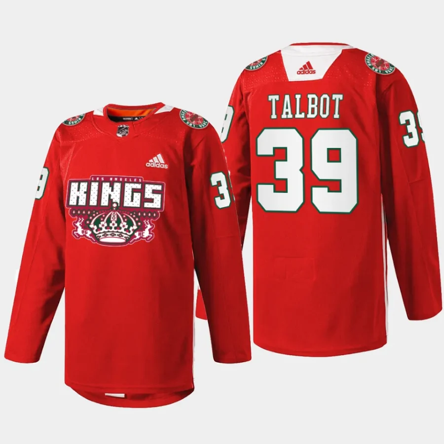 men la kings cam talbot specialty 2023 x mas holiday red jersey