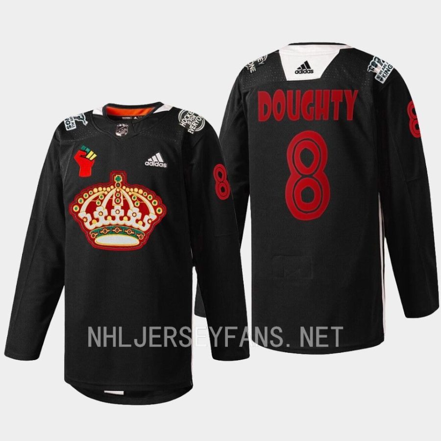 men la kings drew doughty 2023 warm up black history month black jersey