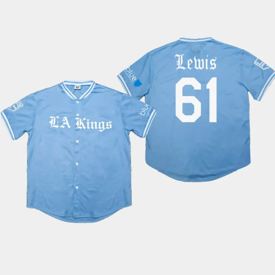 men la kings trevor lewis baseball 2023 dodgers night blue jersey