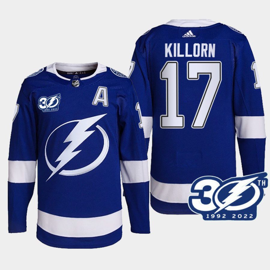 men lightning alex killorn 1992 2022 authentic home 30th season blue jersey