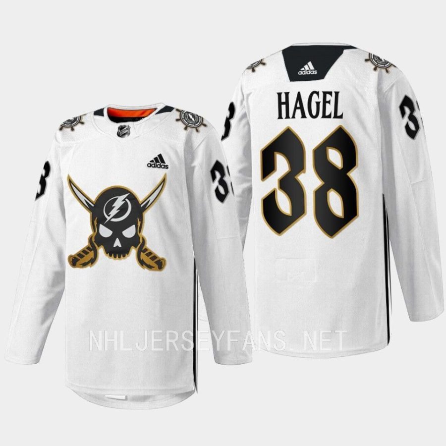 men lightning brandon hagel skull logo gasparilla inspired 2023 white jersey