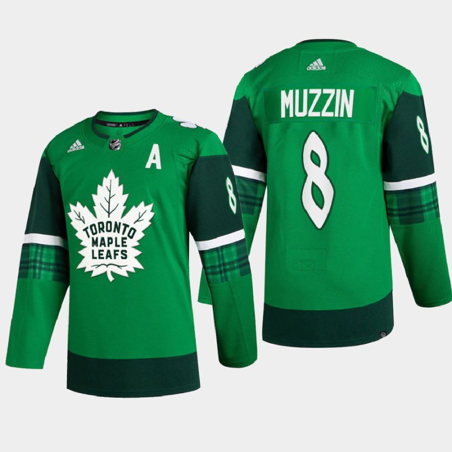 men maple leafs jake muzzin 2022 warm up st. patrick green jersey