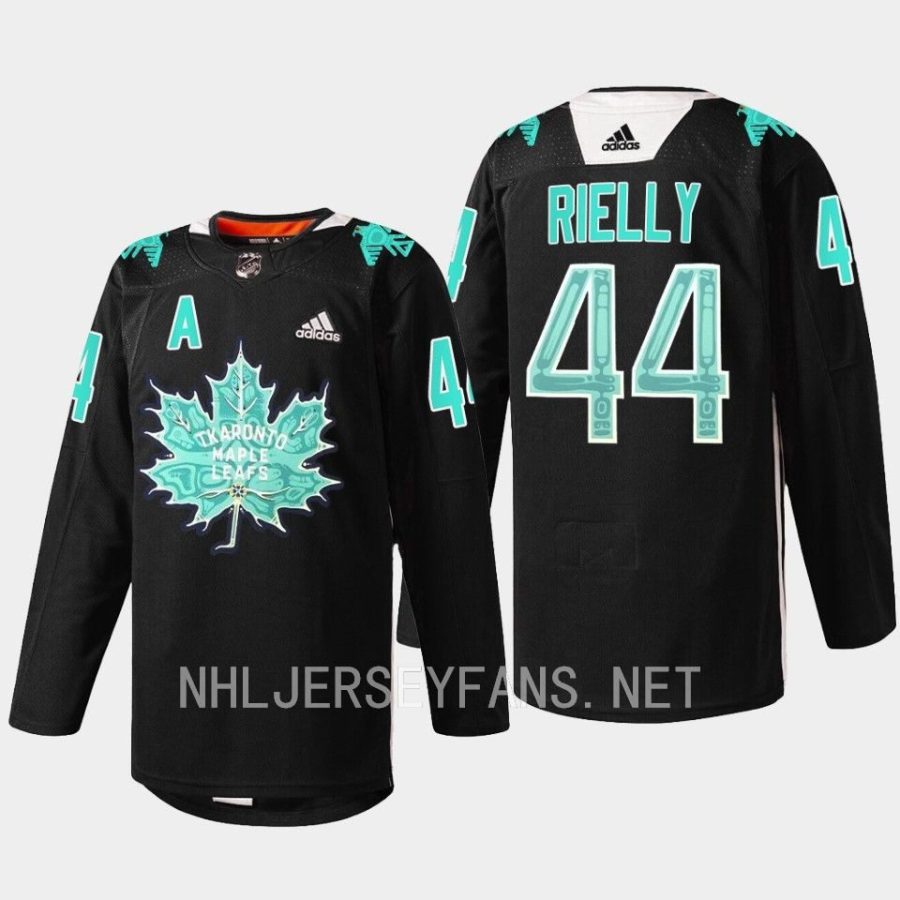 men maple leafs morgan rielly warmup sweater indigenous celebration game 2023 black jersey