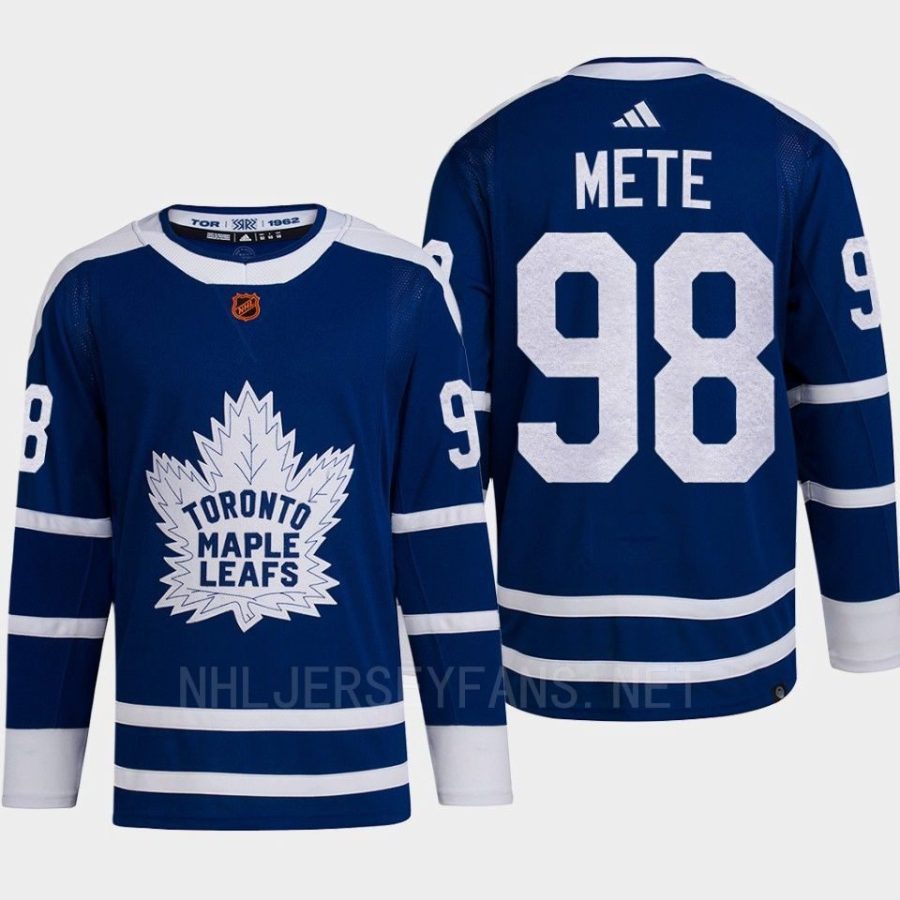 men maple leafs victor mete 2022 authentic primegreen reverse retro 2.0 blue jersey