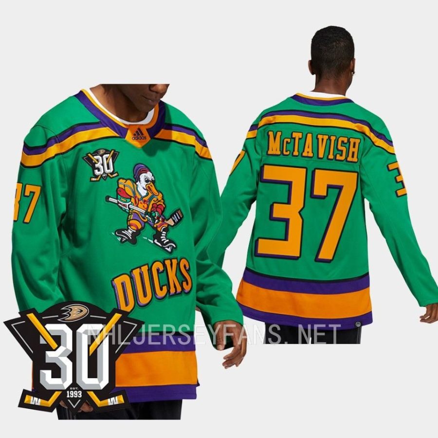 men mighty ducks mason mctavish throwback 30th anniversary 2023 24 green jersey