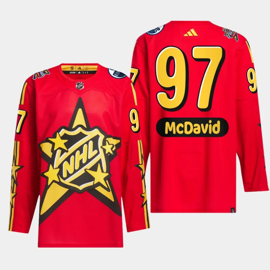 men oilers connor mcdavid drew house 2024 nhl all star game primegreen authentic red jersey