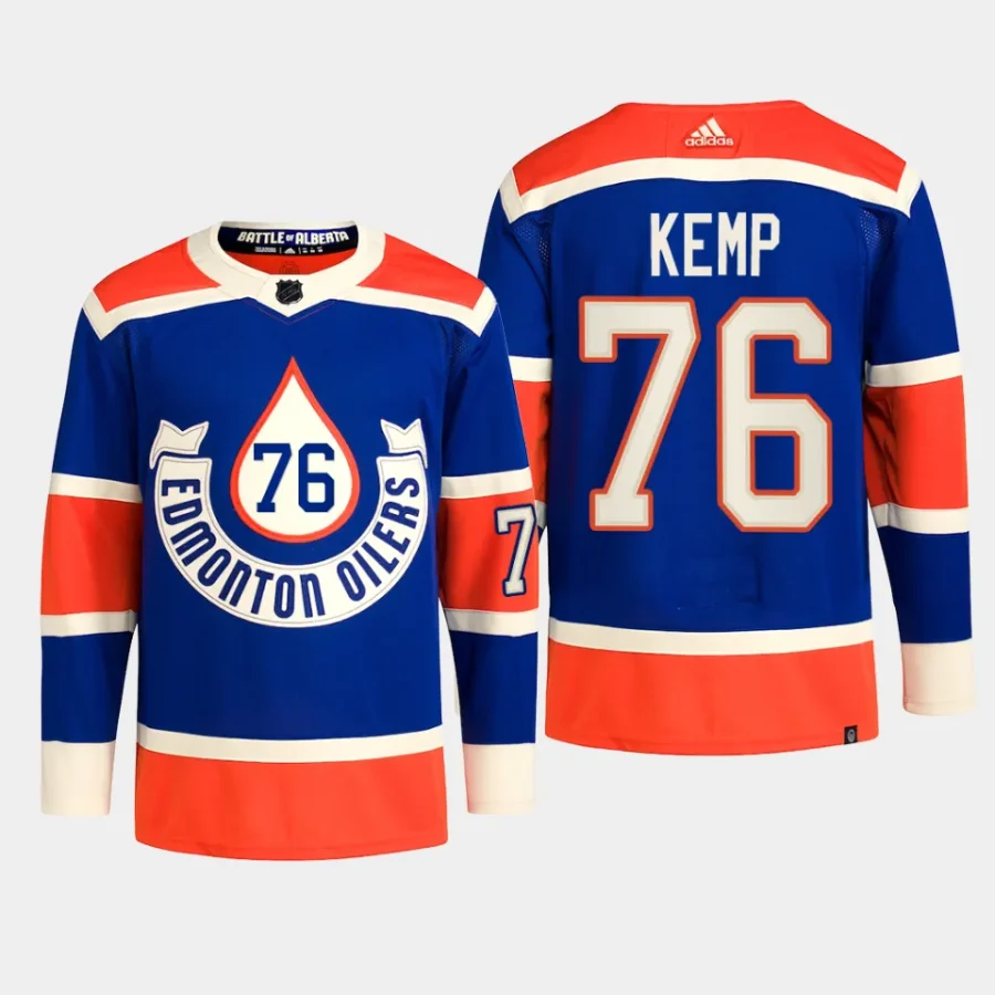 men oilers philip kemp primegreen 2023 nhl heritage classic authentic player royal jersey