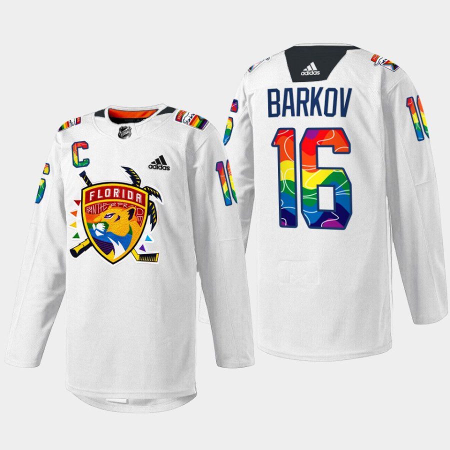 men panthers aleksander barkov warmup pride night 2023 white jersey